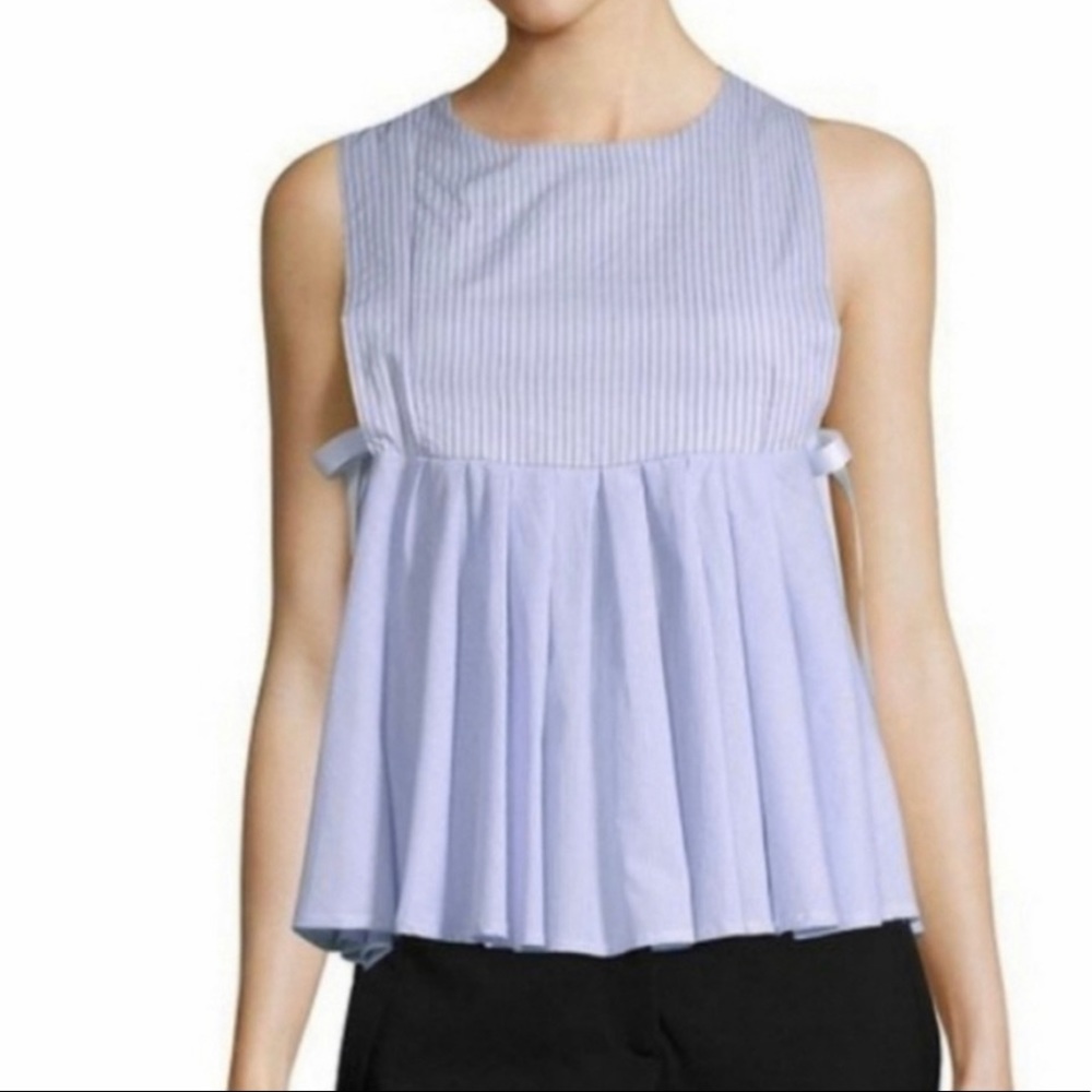 Romeo & Juliet Couture pleated babydoll pinstriped top / M / GUC*